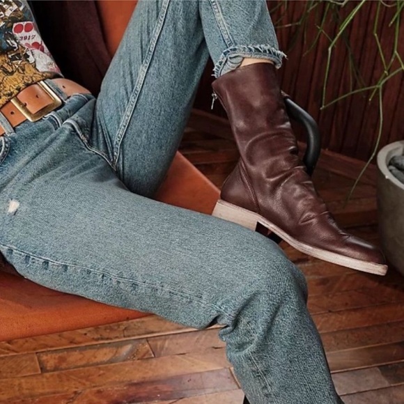 FREE PEOPLE | Brown Sutton Slouch Leather Boots - Picture 3 of 13